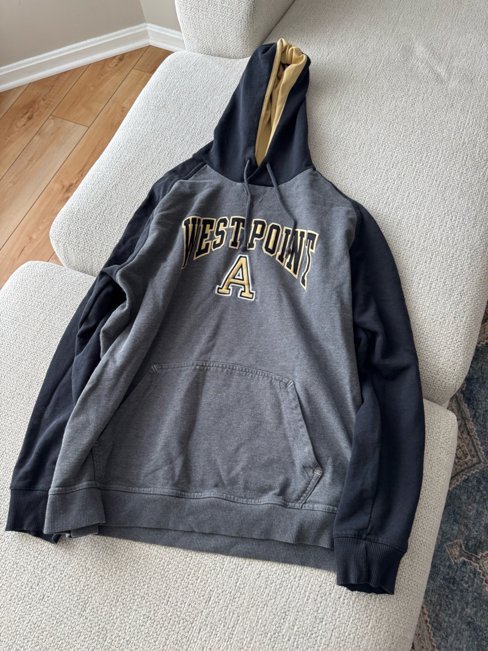 Champion West Point Gray and Black Hoodie with Gold Accent
